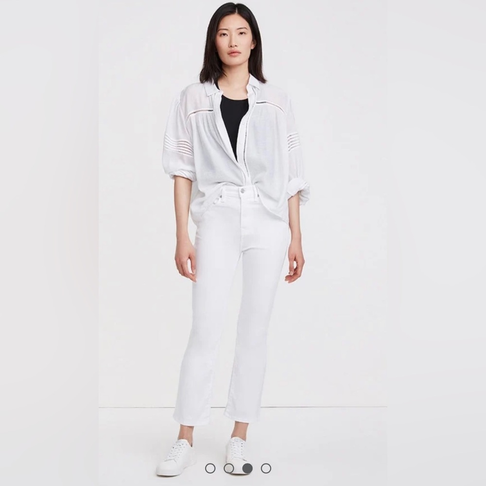 7 FOR ALL MANKIND HIGH WAIST SLIM KICK JEAN IN LUXE WHITE